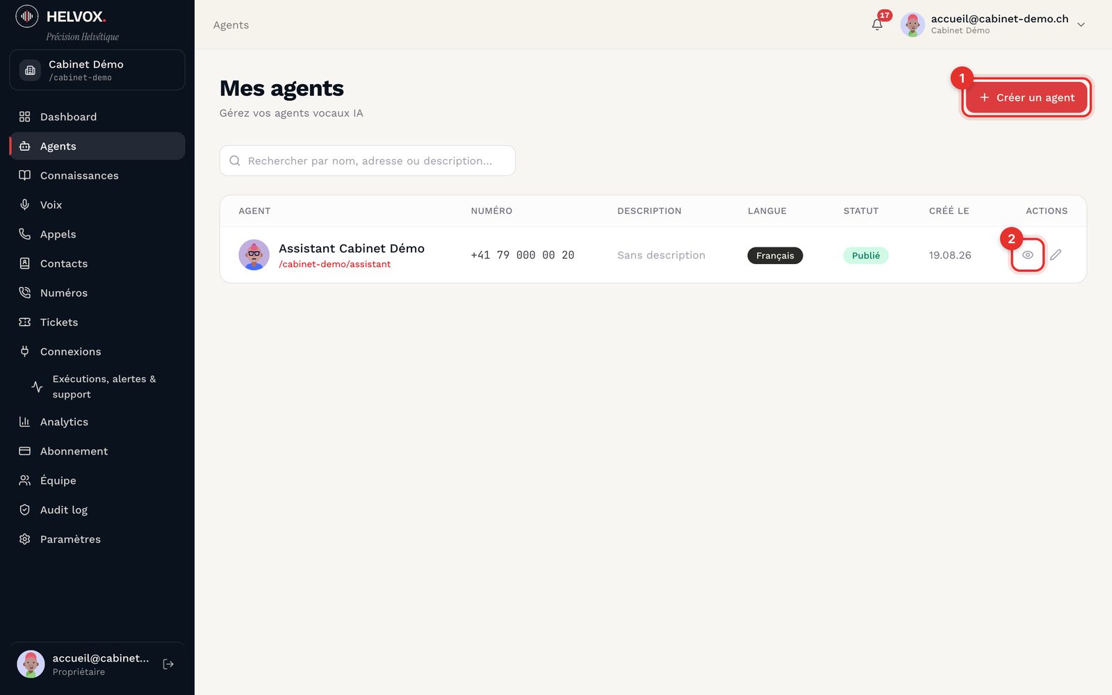 La liste de vos agents